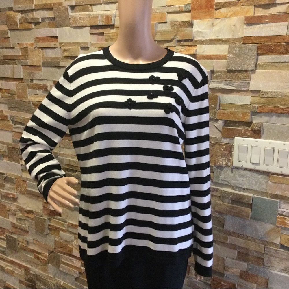 ESCADA Stripped with embroidered flowers Sweater